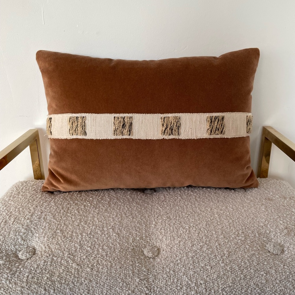 KRAVET rust velvet with Kelly Wearstler Trim 20x11